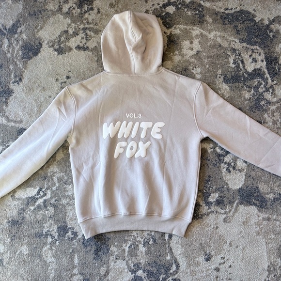 White Fox Boutique Tops - White Fox Boutique Cream Logo Hoodie